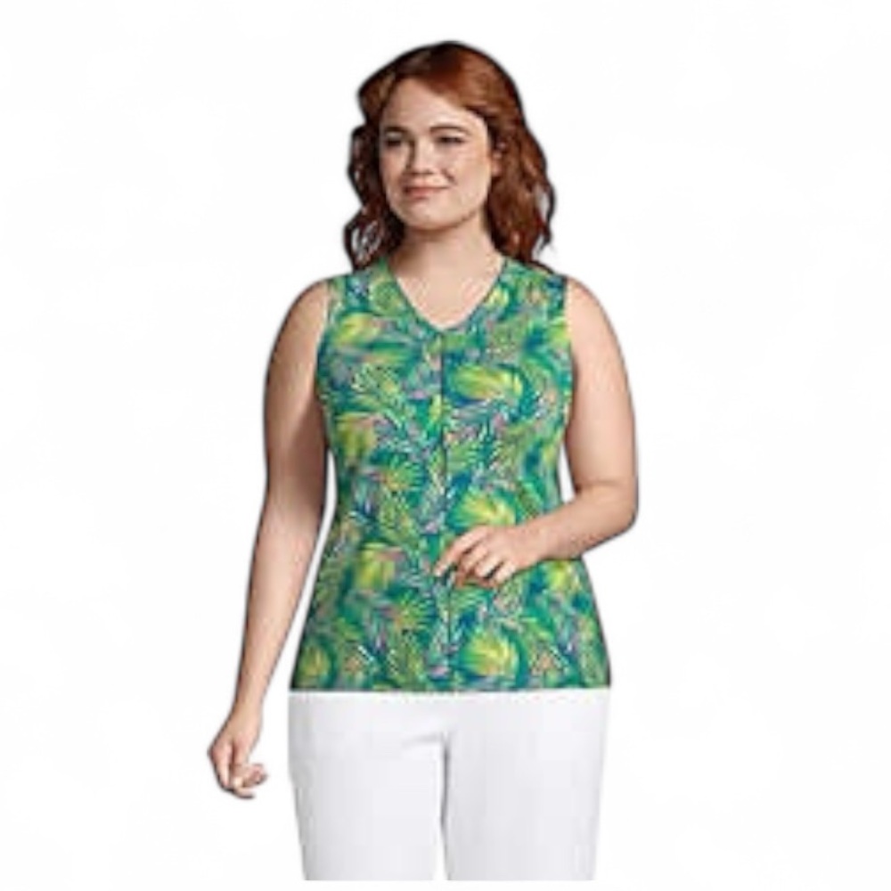 *NWT* Lands' End Women's Plus Size Palm Trimmed Tank Top - Size 1X
